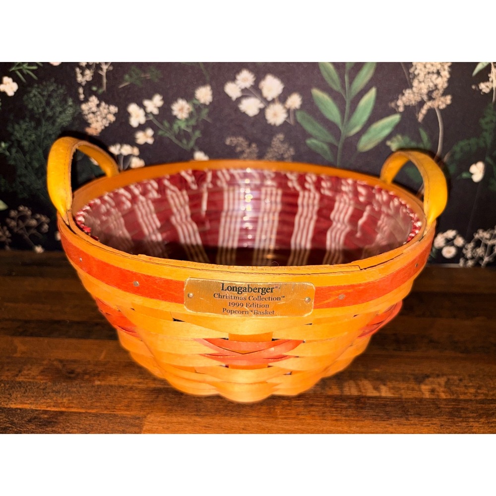 Longaberger‎ 1999 Christmas Collection Popcorn Basket with Liner and Protector